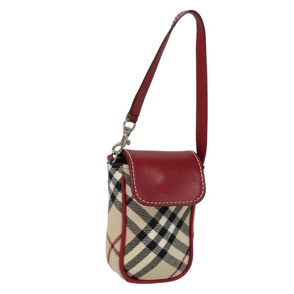 BURBERRY Nova Check Blue Label Pouch Canvas Beige Auth yk13609 - Picture 1 of 16